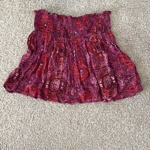 Ecote: women’s flowy floral pattern pink red orange elastic waist skirt size xs